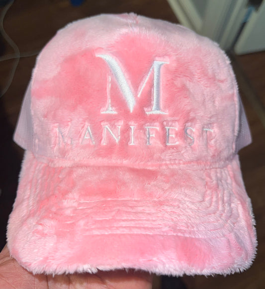 PINK FUZZY VALVET MANIFEST TRUCKER HAT